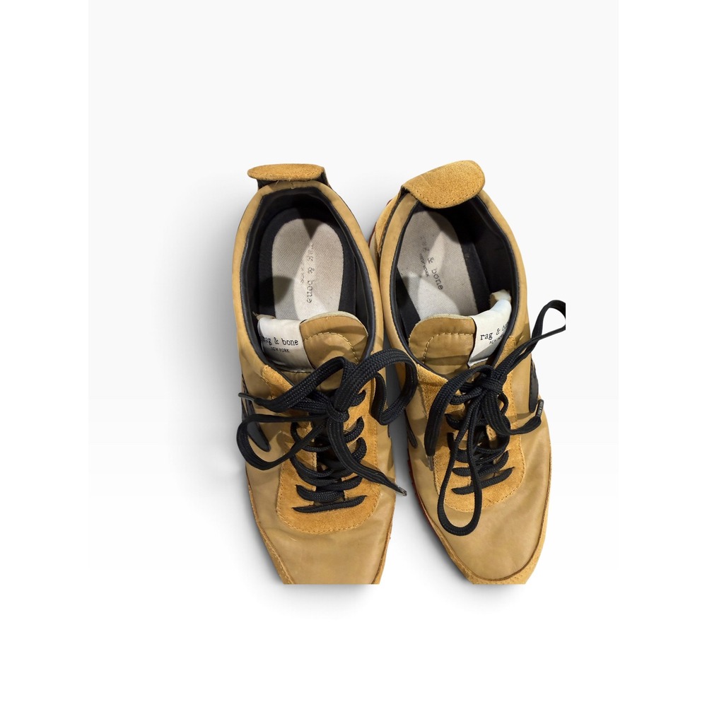 Rag & Bone Retro Runner Sneakers Mustard Yellow Suede Nylon W9.5 - Picture 11 of 16